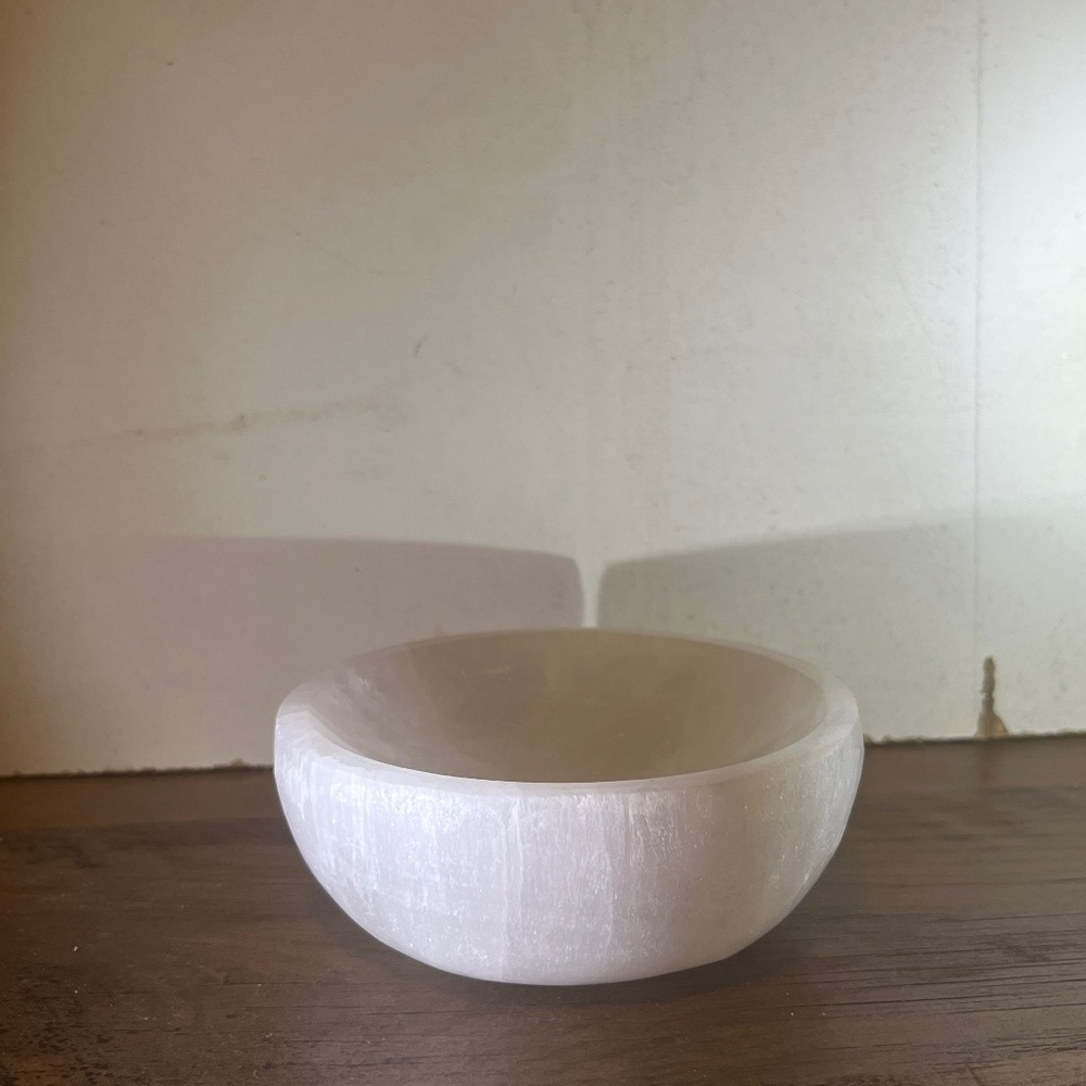 Selenite crystal healing bowl